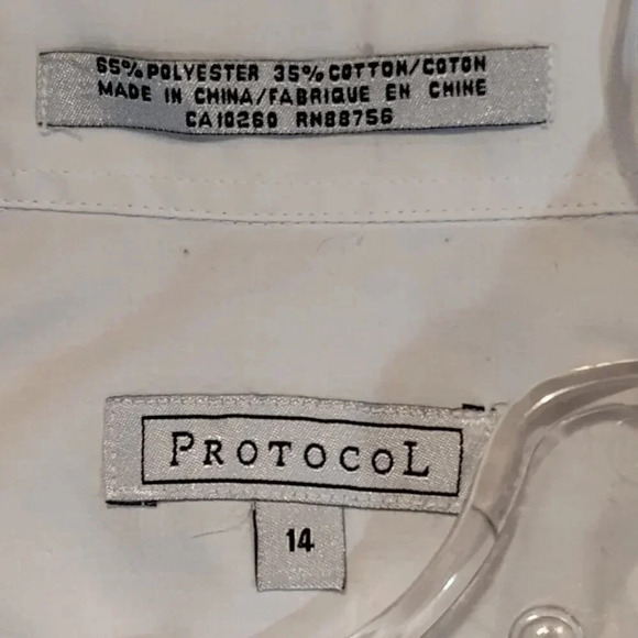 Protocol White Long Sleeve Button  Up Dress Shirt in Size 14 - Picture 3 of 11